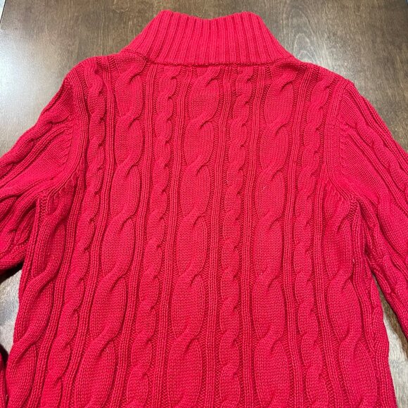 Eddie Bauer Cable Knit Cardigan Sweater Women's Size Medium Full Zip Cotton Wool - Picture 7 of 14